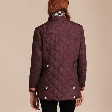 burberry check detail diamond quilted jacket dark stone|burberry diamond thermoregulated jacket.